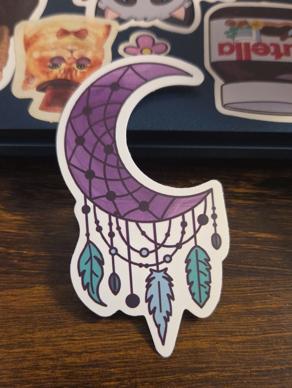 Moon Dreamcatcher Vinyl Sticker - Purple & Teal